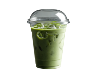 Refreshing Green Drink With Ice Cubes isolated on a transparent background