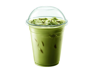 Refreshing Green Drink With Ice Cubes isolated on a transparent background