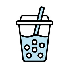 Bubble Tea with Ice Cubes Icon Design