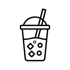 Bubble Tea with Ice Cubes Icon Design