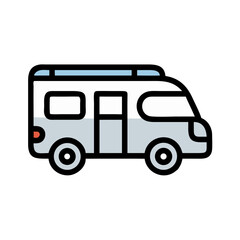 Camper Van Side Profile Icon Design