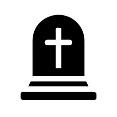 Fototapeta premium Cemetery Gravestone with Cross Icon Design
