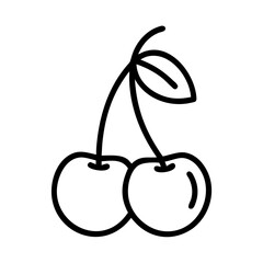 Cherry Fruit with Stem Icon Design