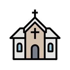 Church with Cross Symbol Icon Design