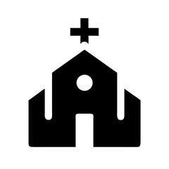 Obraz premium Church with Cross Symbol Icon Design