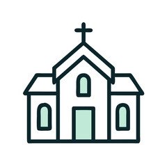 Church with Cross Symbol Icon Design