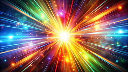 Obraz premium 幻想的な虹色の光線、放射のイメージ