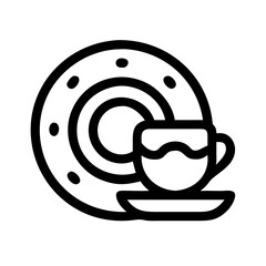 Coffee with Donut on Plate Icon Design