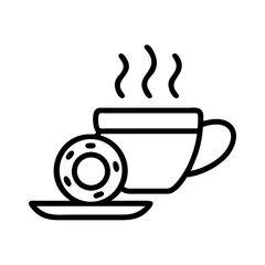 Coffee with Donut on Plate Icon Design