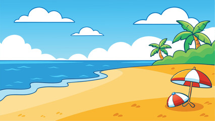 Summer Beach Background Vector Illustration – Tropical Seaside Landscape