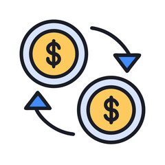 Currency Exchange with Arrows Icon Design
