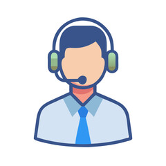 Customer Support Agent with Headset Icon Design