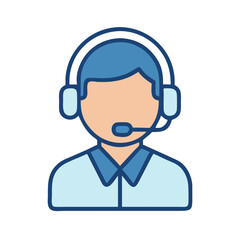 Customer Support Agent with Headset Icon Design