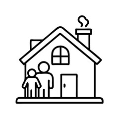 Family House with Chimney Icon Design