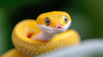 Fototapeta premium Close-up of a vibrant yellow snake