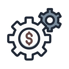 Gear with Group Chat Bubble Icon Design