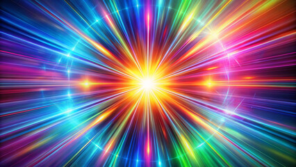 Fototapeta premium 幻想的な虹色の光線、放射のイメージ