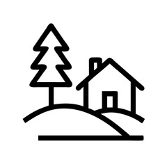 Hilltop House with Pines Icon Design