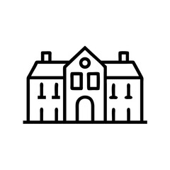 Historic Mansion Front View Icon Design