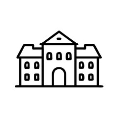Historic Mansion Front View Icon Design