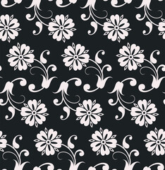 Floral Seamless Ornament Pattern Dark Background