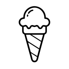 Ice Cream Cone with Swirl Icon Design