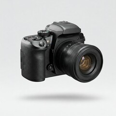 Professional Digital Camera on White Background
