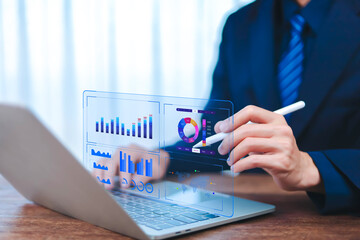 Business Analyst Use Computers and Dashboards for Data Analysis and Database-Connected Metrics for...