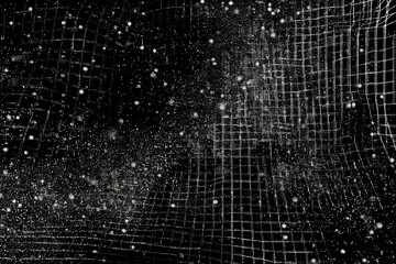 a black grid dissolving into pixels