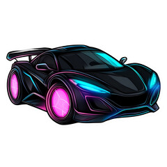 Naklejka premium Futuristic sports car showcase urban cityscape sticker design neon environment dynamic perspective aofthanit concept
