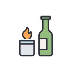 Combustible alcohol colored icons, minimalist vector illustration ,simple transparent graphic element .Isolated on white background