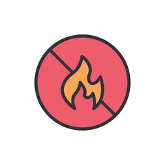 Not flammable colored icons, minimalist vector illustration ,simple transparent graphic element .Isolated on white background