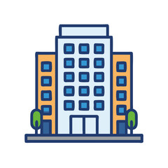 Multi-Floor Hotel Exterior Icon Design