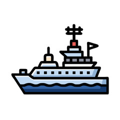 Obraz premium Navy Warship or Battleship Icon Design