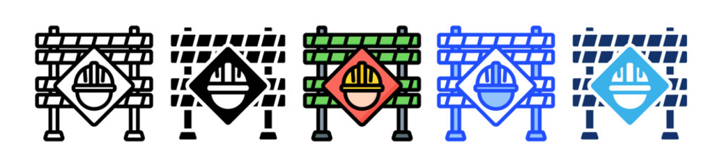 Construction Sign Icon Collection With Multiple Styles