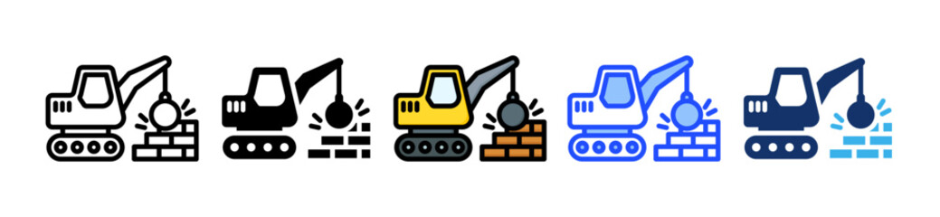 Demolition Icon Collection With Multiple Styles