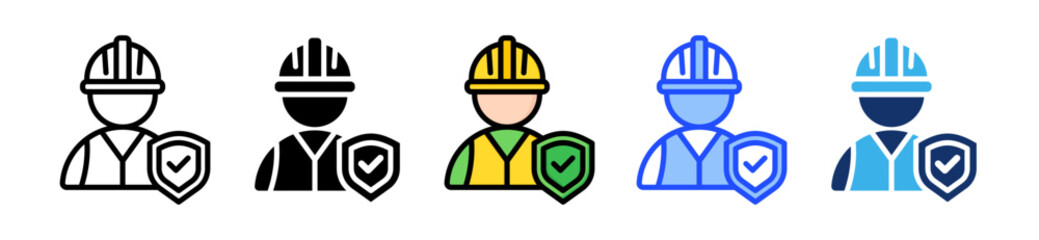 Construction Safety Icon Collection With Multiple Styles
