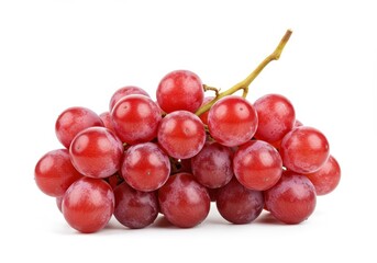 Fototapeta premium A vibrant bunch of ripe red grapes freshly picked and juicy gleaming against a pure white background Studio shot showcasing the plump