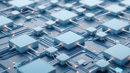 Obraz premium Abstract 3D chip design background with futuristic gray circuit layers