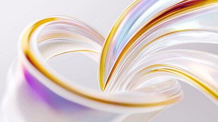 Fototapeta premium Fluid digital artwork showcasing intertwined metallic ribbons with golden and iridescent hues, emphasizing elegance and motion. Perfect for advertising, design, and artistic projects.
