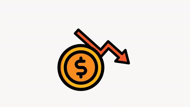Red arrow pointing to gold coin with dollar sign. Illustrating financial investment, budgeting, savings, or finance concepts in design projects.
