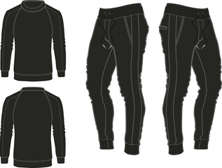 Tracksuit sports item men and women color option with black white fully editable file