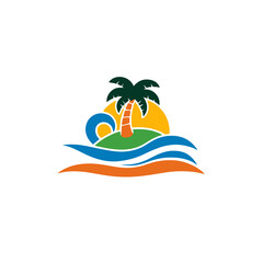 Fototapeta premium Tropical Paradise Logo vector tustratien