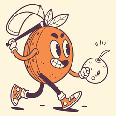 set of funny cartoon character of orange