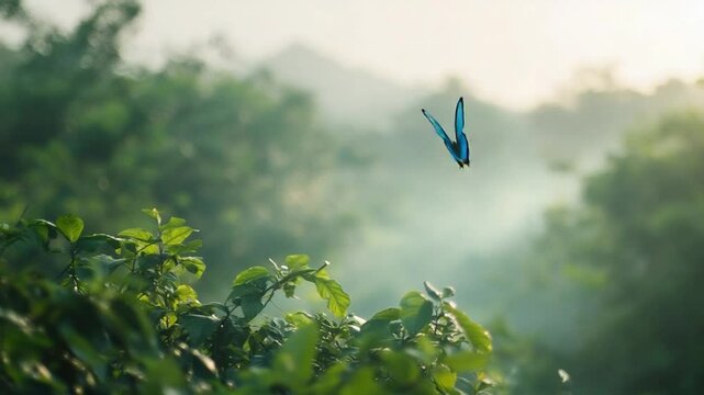Serene Blue Morpho Butterfly in Flight