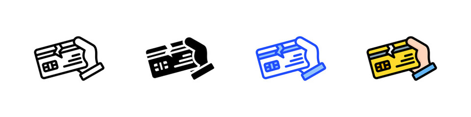 Broken Credit Card Icon Collection With Multiple Styles