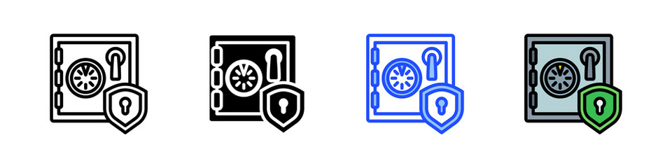 Safe Money Icon Collection With Multiple Styles