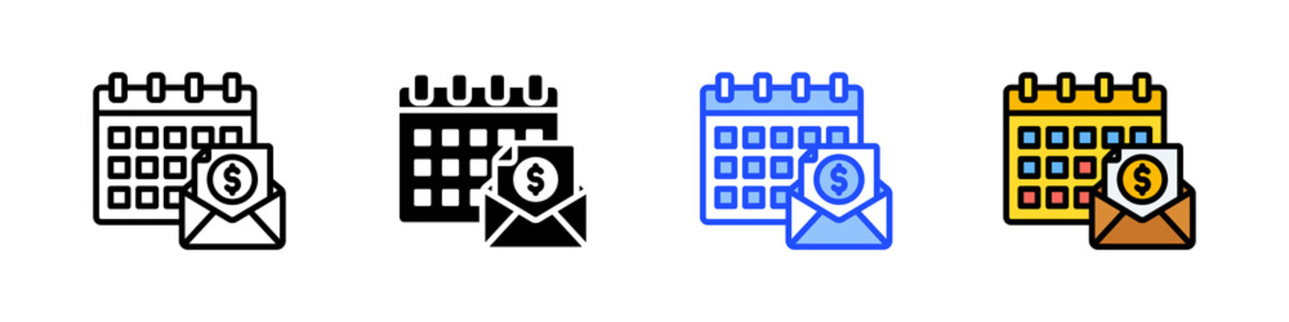 Paycheck Date Icon Collection With Multiple Styles