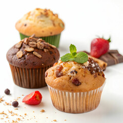 delicious tasty muffins isolated on white background
