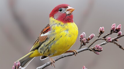 Stunning Crimson-crowned Finch Perched on a Branch
